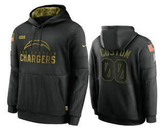 Men's Los Angeles Chargers 2020 ACTIVE PLAYER Customize Black Salute to Service Sideline Performance Pullover Hoodie